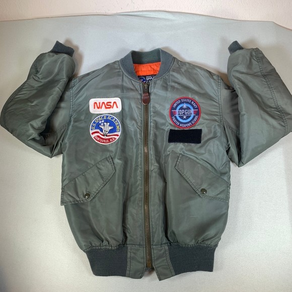 Space gear top gun nasa tomcat f-14 Bomber Jacket usaf vintage USA aviator - Picture 1 of 12